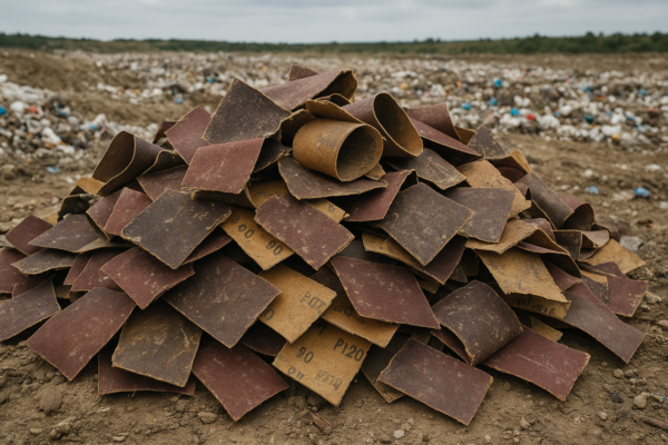 Insert image: Pile of used sandpaper in a landfill