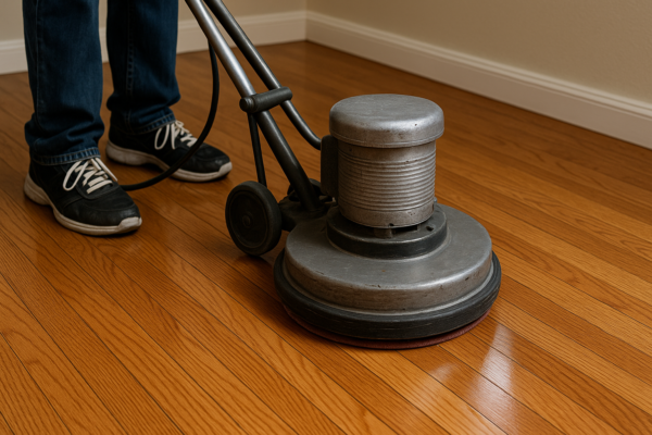 Floor buffing machine for light refinishing