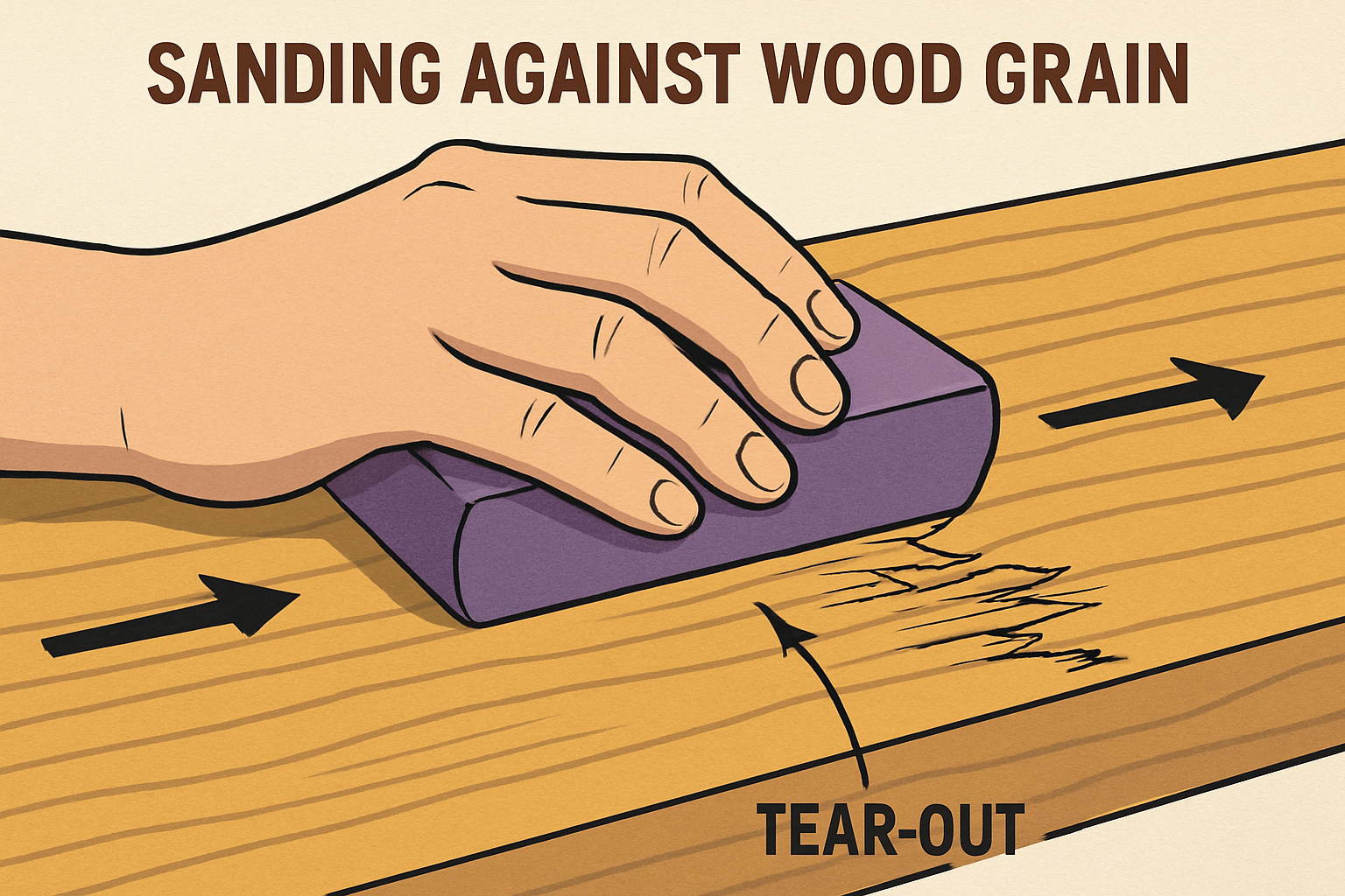 sanding against wood grain