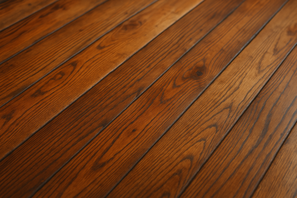 refinished old hardwood floor close up
