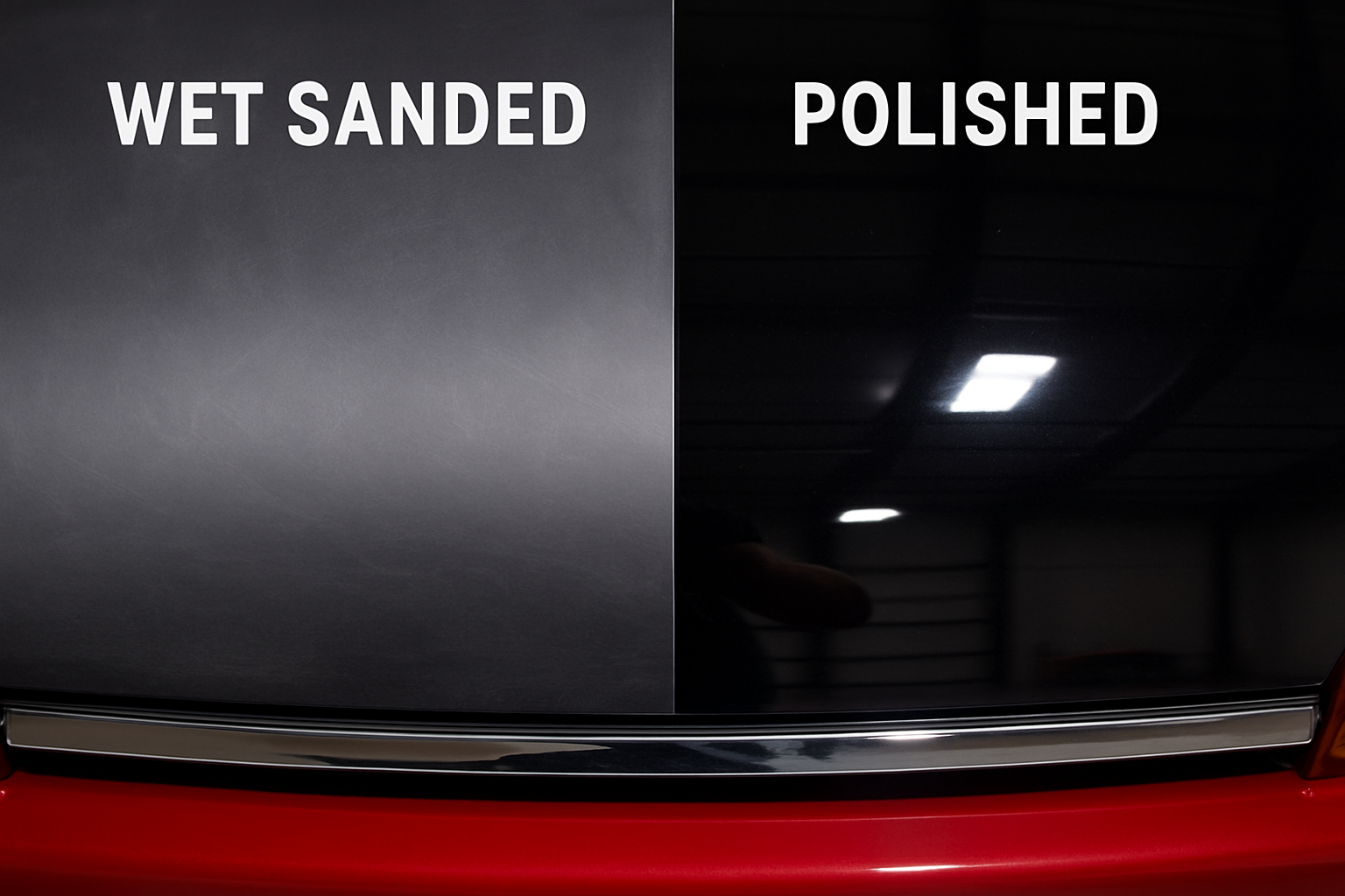 wet sanded vs polished car panel