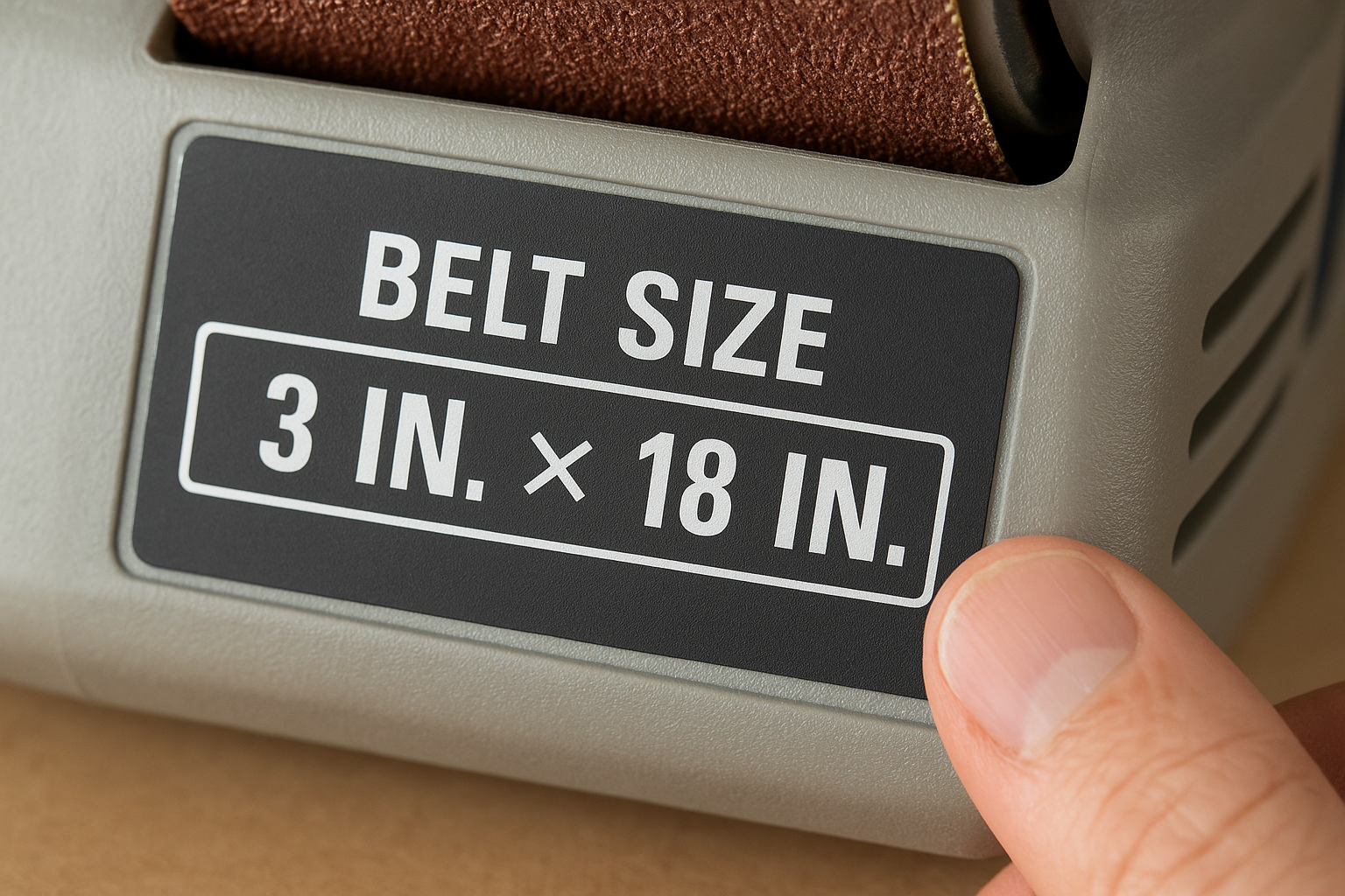 belt sander size label