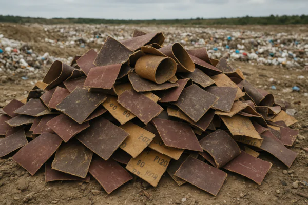 Insert image: Pile of used sandpaper in a landfill