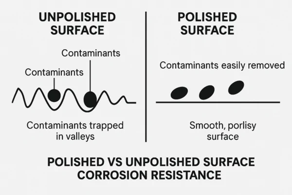 polished vs unpolished surface corrosion resistance