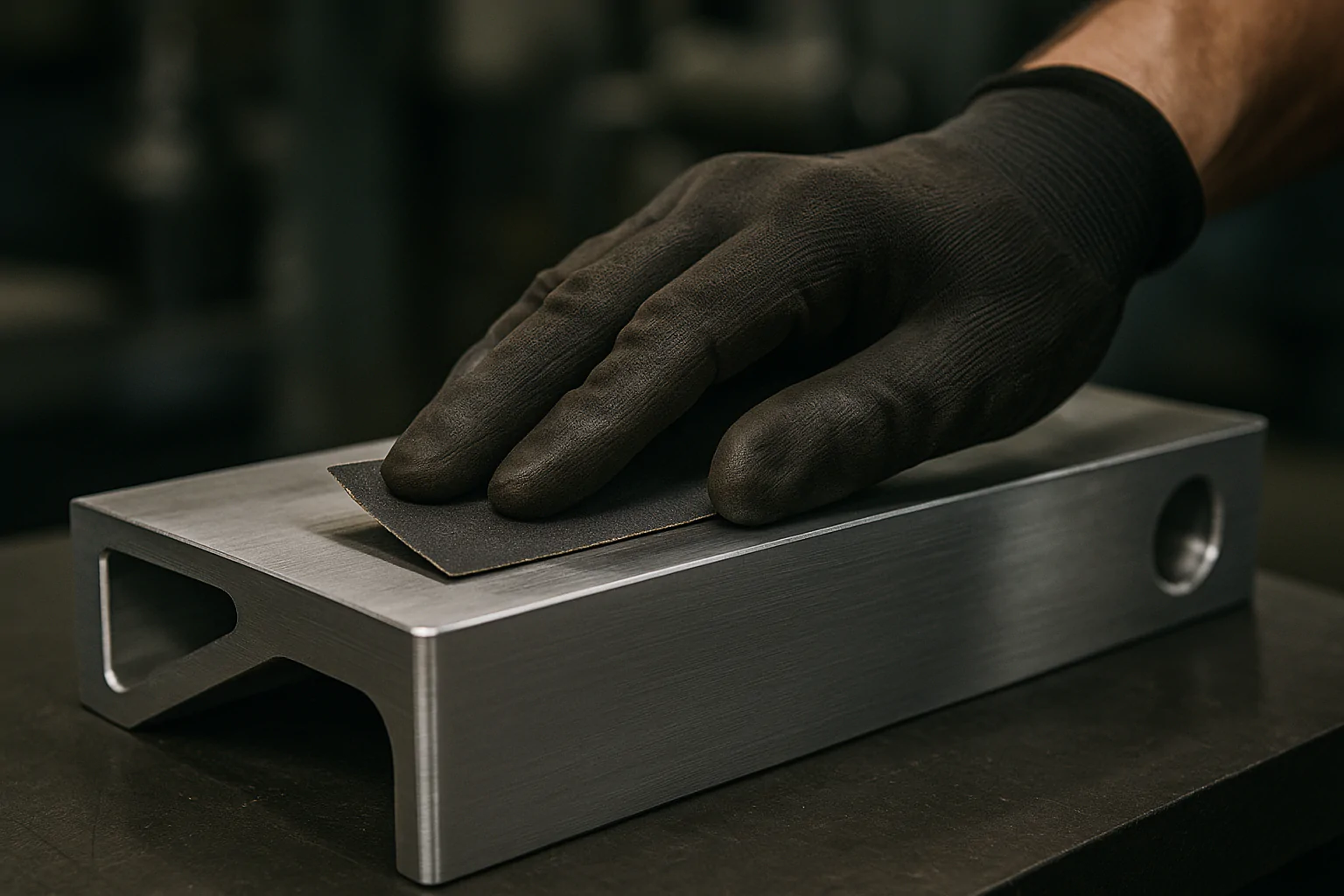 Hand sanding aluminum with specialized sandpaper Sanding aluminum with specialized sandpaper